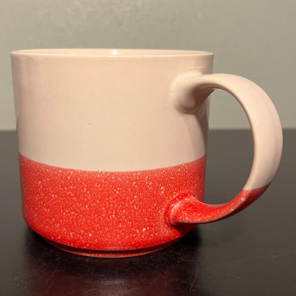 OVER AND BACK Ivory and Red Paint Splatter Design Stackable Stoneware Mug - Picture 4 of 7